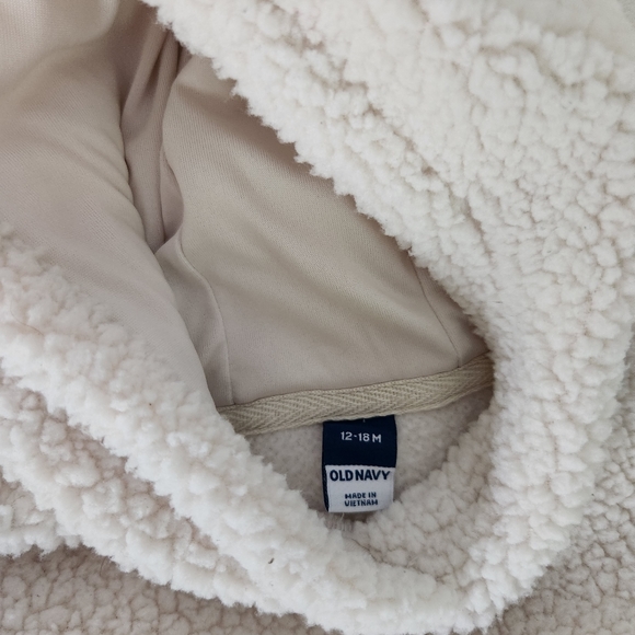 Old Navy 12-18 month sherpa hooded pocket bubble romper - Picture 2 of 4